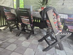 Masa lemn masiv 200 cm/110 cm cu 8 scaune
