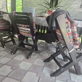 Masa lemn masiv 200 cm/110 cm cu 8 scaune