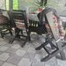 Masa lemn masiv 200 cm/110 cm cu 8 scaune
